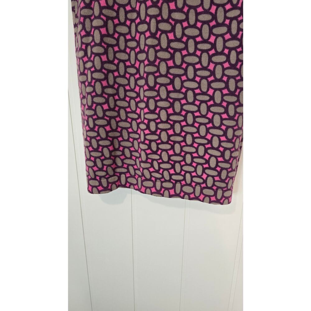 Boden Pink Wool Shift Dress Purple Geometric Pattern Warm US Size 6 - Picture 5 of 11
